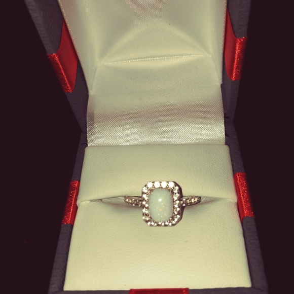 Opal and sapphire ring in sterling silver - Picture 5 of 7